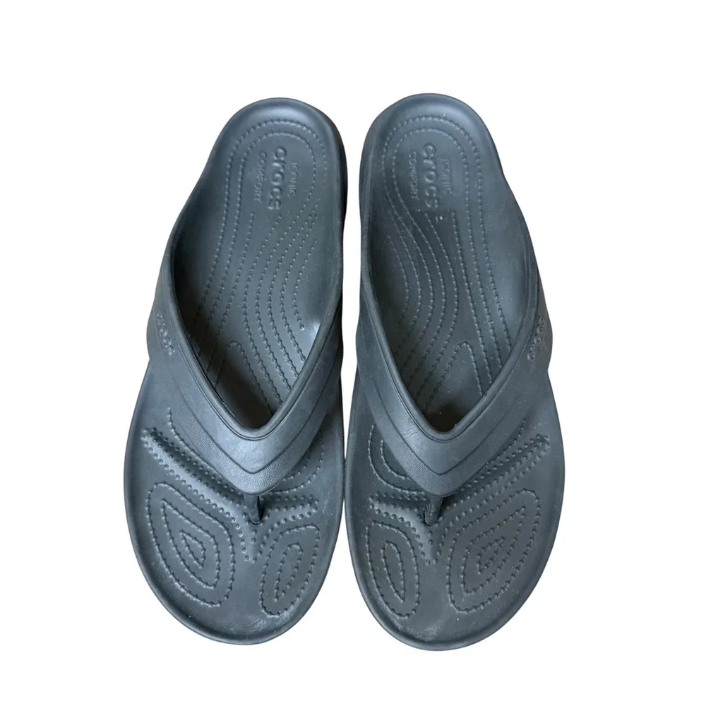 Crocs Men's Athens Black Comfort Thong Sandals Size 11
